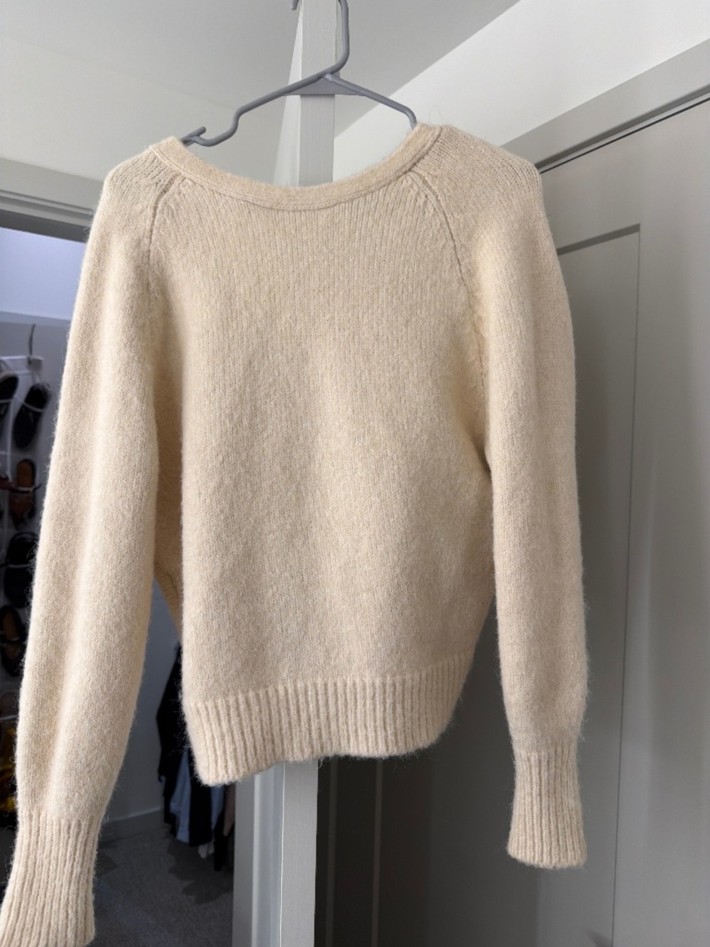 Express cream open back sweater